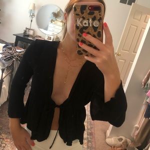 LA Hearts Black Tie Top